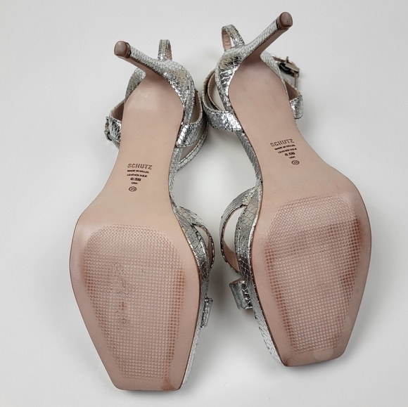 SCHUTZ Silver Leather Ava Rose High Heel Sandal 8.5 - Picture 12 of 14